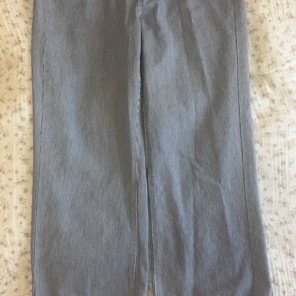 Light Blue Pinstripe Wide-Leg Pants